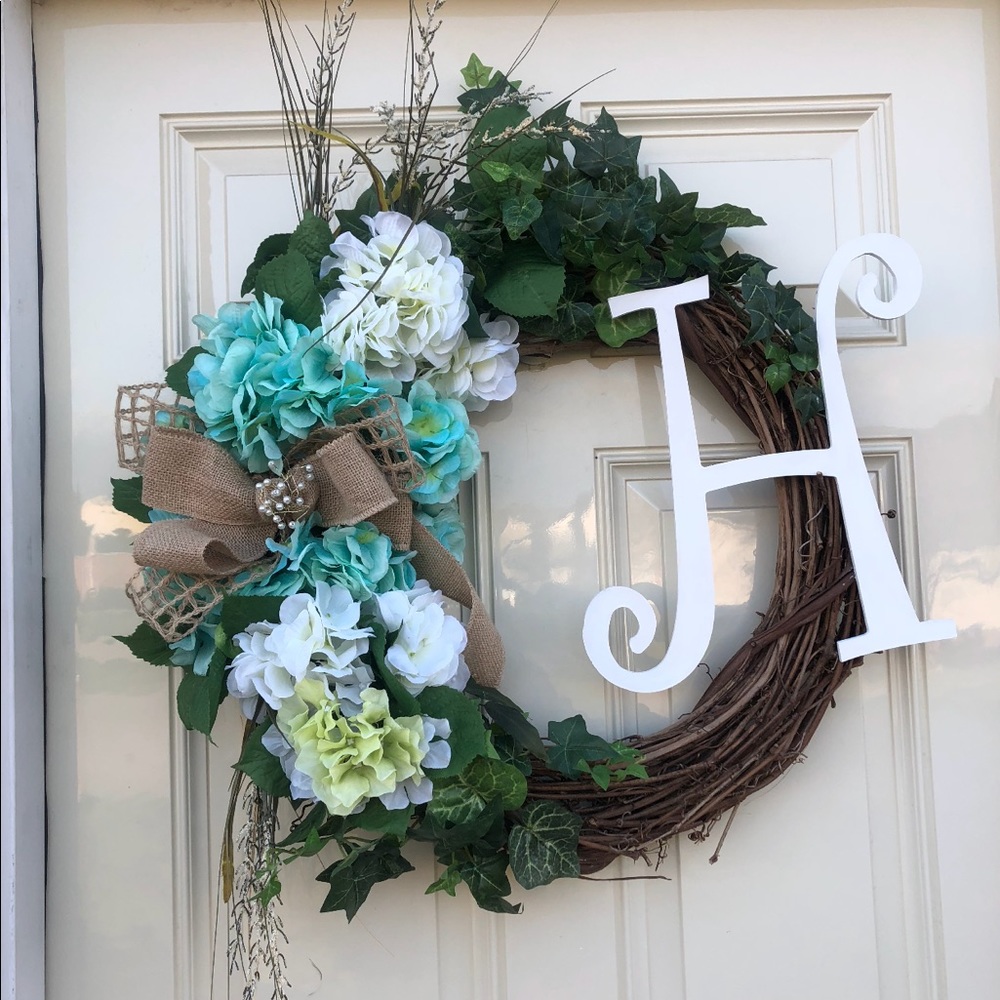 Door Charm! Handcrafted Monogram wreath.